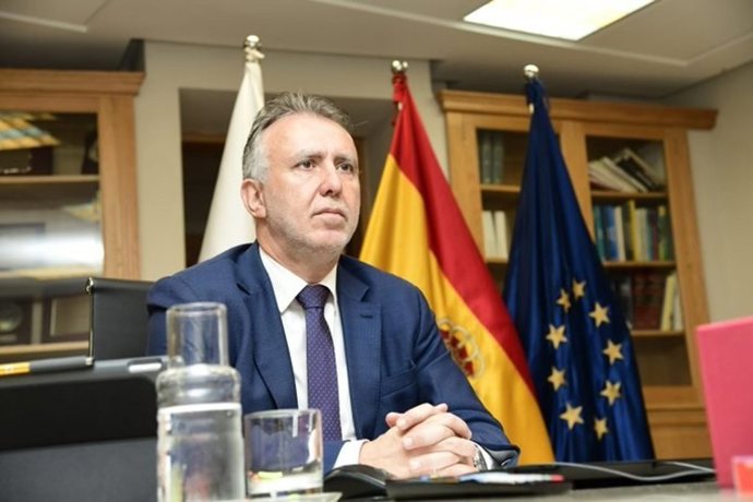 El presidente de Canarias, Ángel Víctor Torres, en una de las conferencia de presidentes telemáticas celebradas durante el estado de alarma