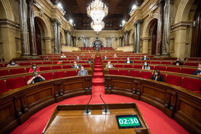 Hemicicle del Parlament durant un ple de control. Barcelona, Catalunya (Espanya), 22 de juliol del 2020.