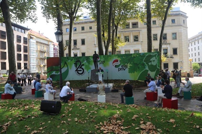 Acto político del PNV, que conmemora su 125 aniversario, en los Jardines de Albia de Bilbao.