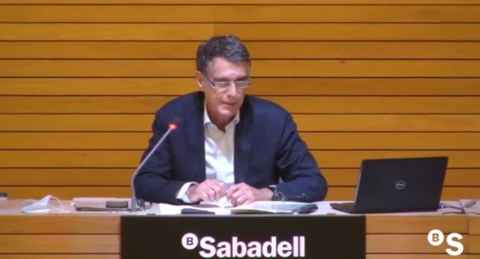 El CEO de Banco Sabadell, Jaime Guardiola, en la presentación de resultados del primer semestre de 2020.