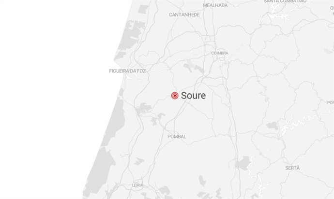 Mapa con la localización de Soure (Portugal)