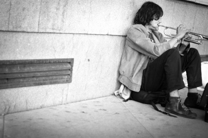 Músico callejero en Madrid
