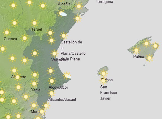 Predicción para la Comunitat Valenciana del 2 de agosto de 2020