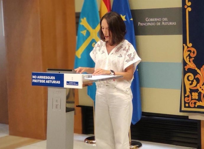 La consejera de Derechos Sociales y Bienestar, Melania Álvarez, en rueda de prensa tras el Consejo de Gobierno.