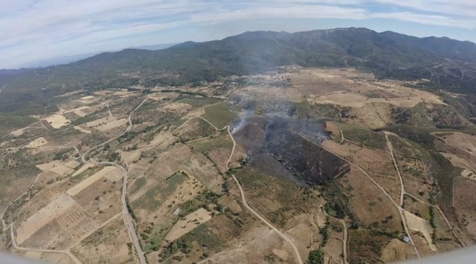 Terreno afectado por el incendio de Serradilla del Llano.