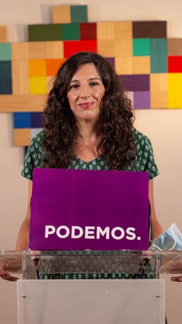 La coportavoz de Podemos Andalucía Libertad Benítez en rueda de prensa