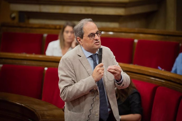 El presidente de la Generalitat, Quim Torra, en una intervención en el Parlament.