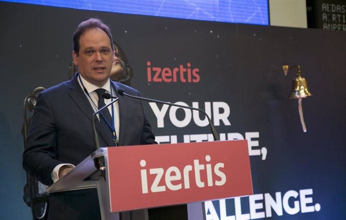 El presidente y consejero delegado de Izertis, Pablo Martín, en el acto de incorporación de la empresa al MAB
