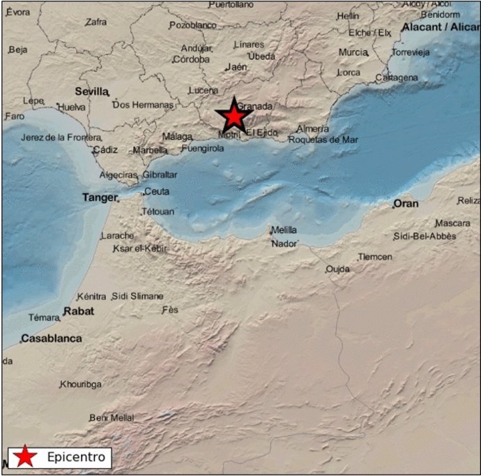 Mapa detalle del terremoto registrado en Otura (Granada)