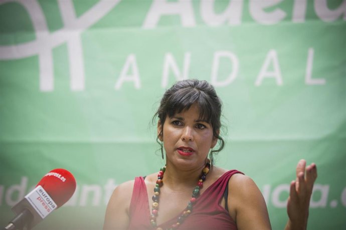 La presidenta del grupo parlamentario de Adelante Andalucía, Teresa Rodríguez, durante la entrevista con Europa Press