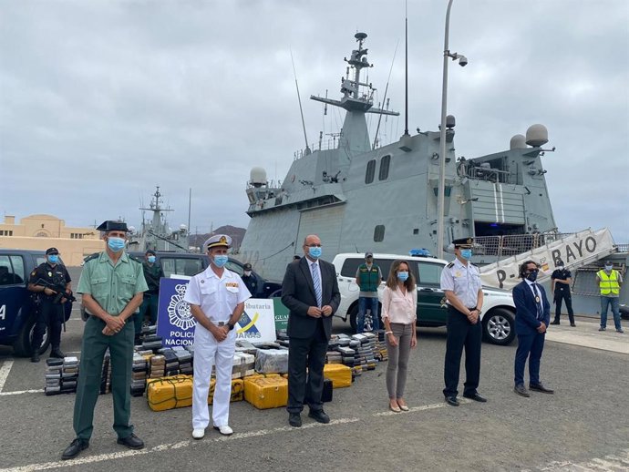 Llega a la Base Naval de Las Palmas de Gran Canaria los 1.200 kilos de cocaína i