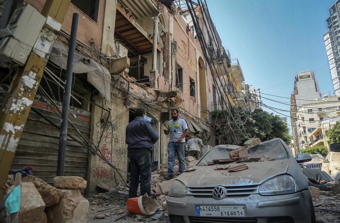 Daños causados por las explosiones registradas en el puerto de la capital de Líbano, Beirut