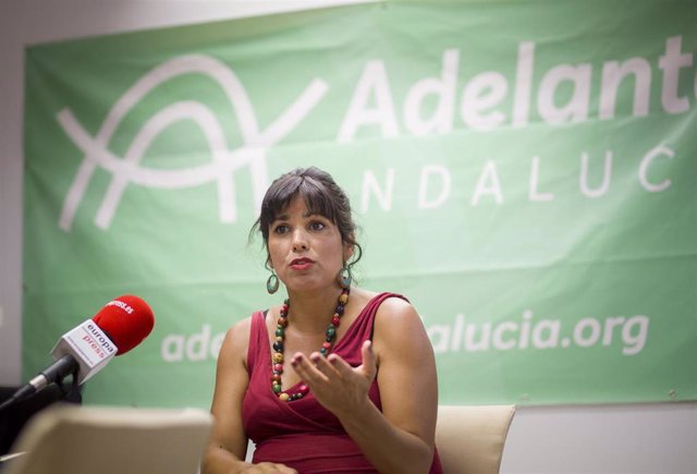 La presidenta del grupo parlamentario de Adelante Andalucía, Teresa Rodríguez, durante la entrevista con Europa Press
