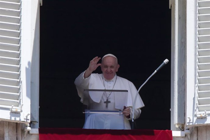 26 July 2020, Vatican, Vatican City: Pope Francis delivers the Angelus prayer from his window overlooking St. Peter's Square at the Vatican. Photo: Evandro Inetti/ZUMA Wire/dpa