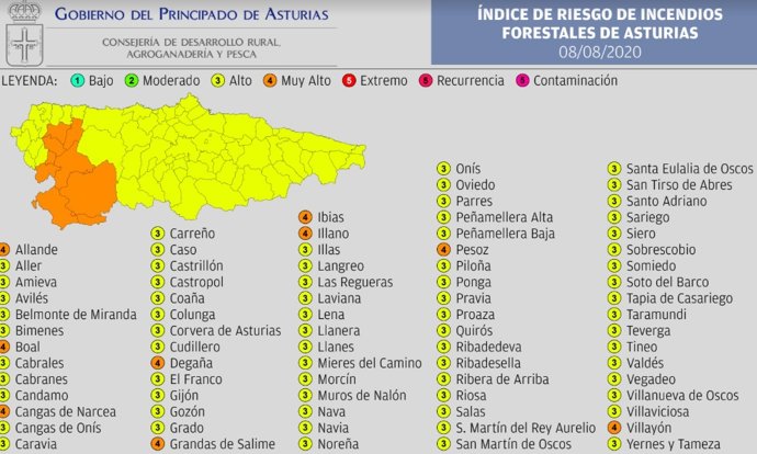 Riesgo de incendios forestales