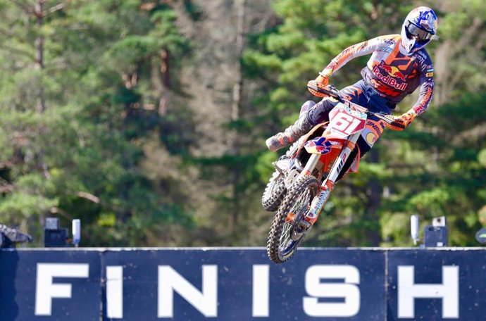 El piloto español Jorge Prado durante un Gran Premio de motocross