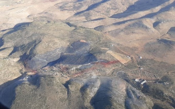 Superficie afectada por el fuego en Bentarique, Almería