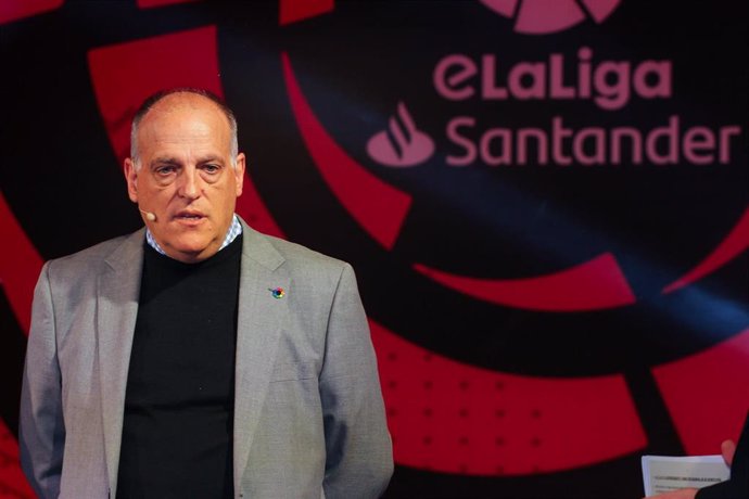 Javier Tebas, presidente de LaLiga, durante la presentación de la eLaLiga Santander en Madrid