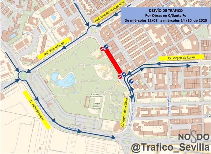 Plan de tráfico con motivo de las obras de Emasesa, que sustituirá el colector de Santa Fe y Virgen de la Oliva