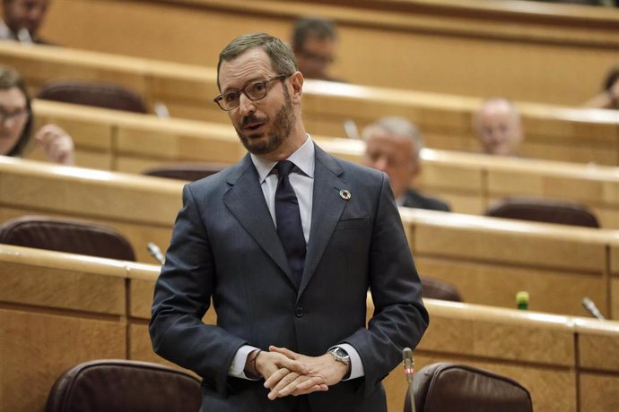 El portavoz del Grupo Popular en el Senado, Javier Maroto, durante su intervención en una sesión de control al Gobierno en el Senado, en Madrid (España) a 14 de julio de 2020.