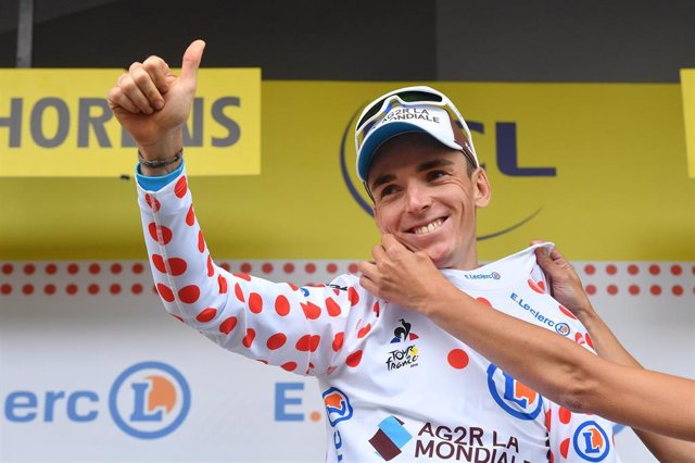 Romain Bardet con el jersey de puntos al mejor escalador del Tour de Francia 2019