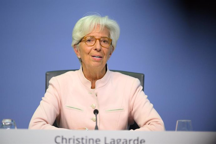 HANDOUT - 16 July 2020, Frankfurt: President of the European Central Bank (ECB) Christine Lagarde speaks during a press conference. The ECB decided again this week to leave its key interest rates unchanged at historic lows, holding its benchmark refinan