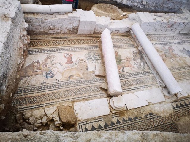 Mosaico descubierto en la Villa Romana de Salar, en imagen de archivo