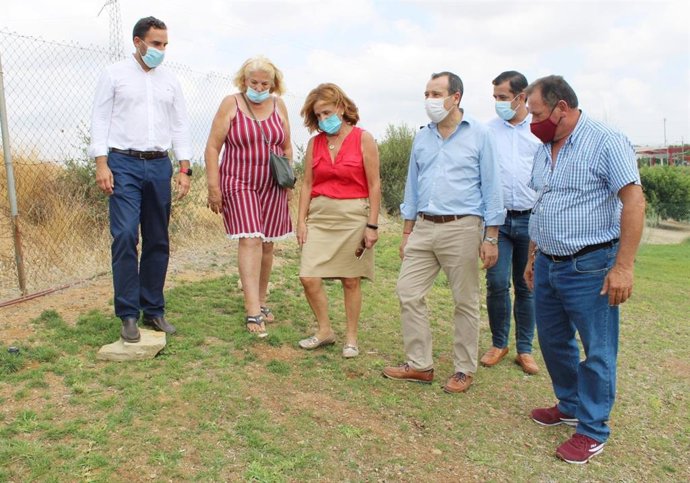 José Luis Ruiz Espejo, Daniel Pérez y Carmela Fernández informan sobre la pantalla vegetal del Parque Lineal de Campanillas