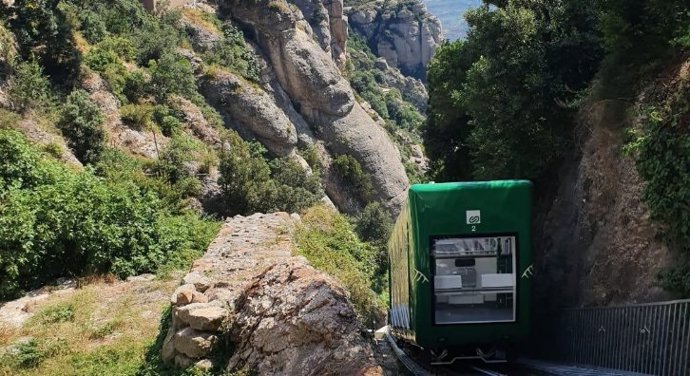 El funicular de la Santa Cova, en Montserrat.