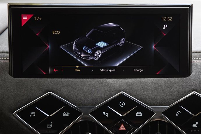 Imagen de la pantalla central del DS3 Crossback E-Tense.