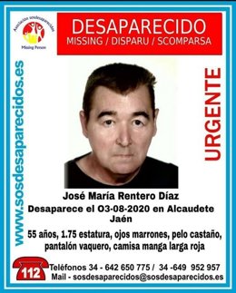 Cartel con la fotografía del vecino desaparecido en Alcaudete.