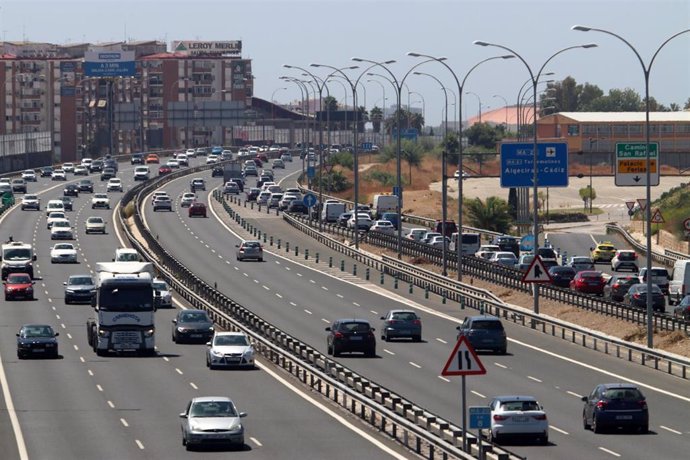 Las carreteras de entrada y salida a Málaga, durante las primeras horas de la operación especial de tráfico "15 de agosto", en la imagen la  Autovía del Mediterráneo. Málaga a 14 de agosto del 2020
