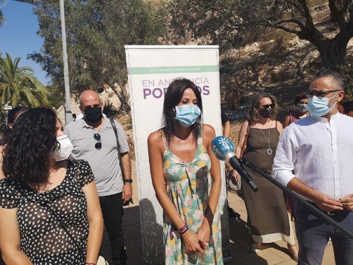 La coordinadora general de Podemos Andalucía, Martina Velarde, este sábado en Almería