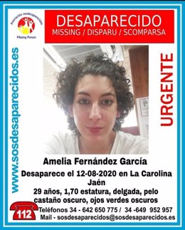 Cartel alertando de la desaparición de Amelia Fernández