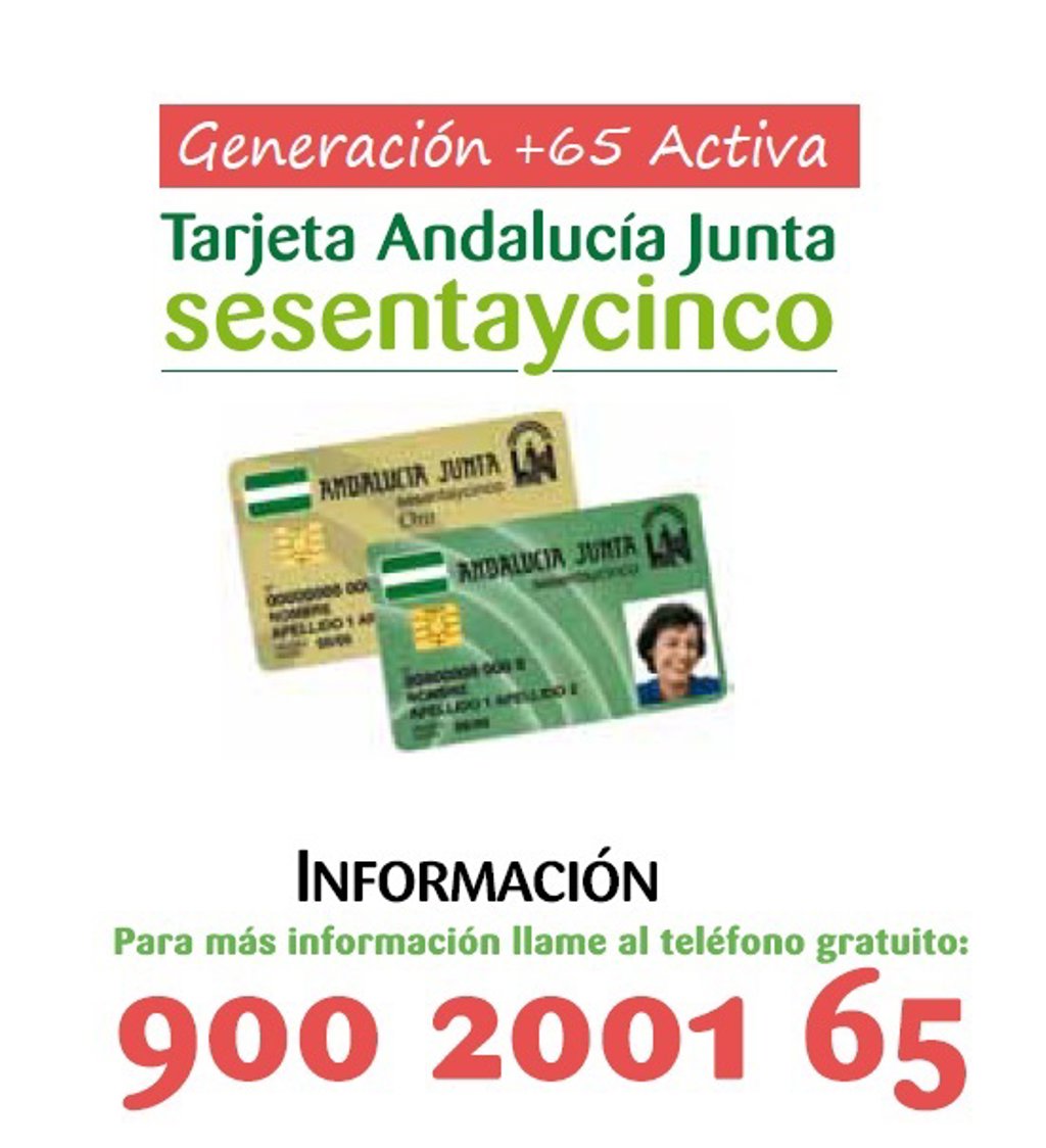 Más de 18.000 mayores obtienen su Tarjeta Andalucía Junta sesentaycinco en el primer semestre de Más de 18.000 mayores obtienen su Tarjeta Andalucía Junta sesentaycinco en el primer semestre de