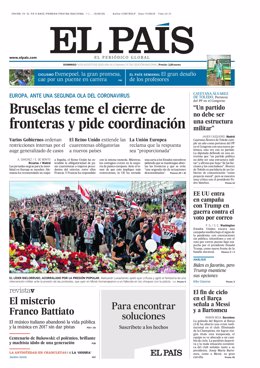 Portada de El País del 16 de agosto de 2020.