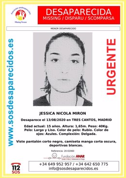 Imagen de la joven desparecida en Tres Cantos desde el pasado 13 de agosto.