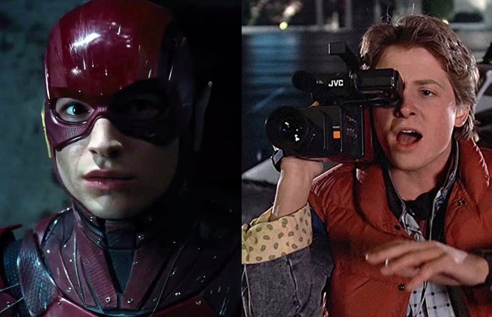 Ezra Miller como The Flash en Liga de la Justicia y Marty McFly en Regreso al Futuro