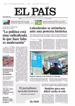 Portada de El País del 17 de agosto de 2020.