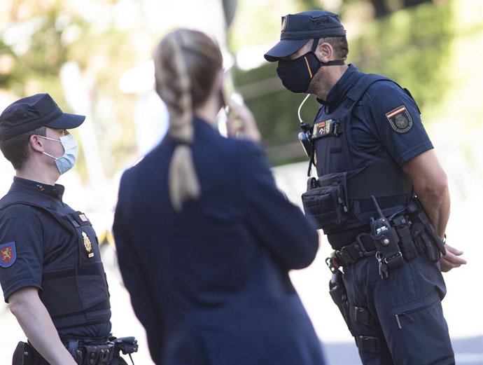 Agentes de la Policía Nacional de servicio, en Madrid (España), a 14 de julio de 2020.