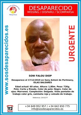 Sow Falou Diop, desaparecido en Ibiza en diciembre de 2019.