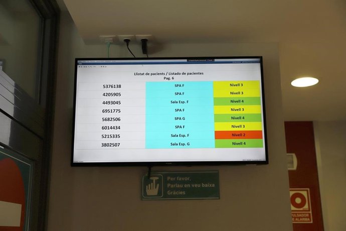 Pantalla de urgencias del Hospital Son Espases