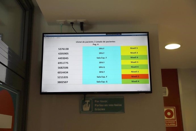 Pantalla de urgencias del Hospital Son Espases