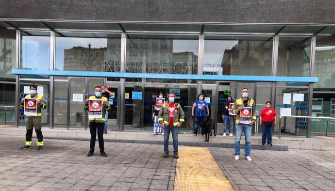 Protesta de trabajadores de técnicos forestales en A Coruña