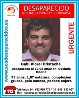 Desaparece un hombre de 53 años en la localidad de  Coslada.