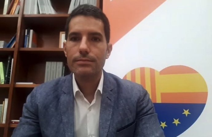 El diputado de Cs en el Parlament Nacho Martín Blanco, este jueves en rueda de prensa telemática