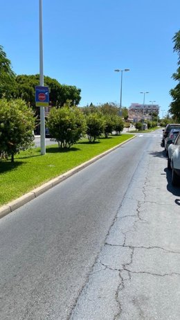 Señal de Stop en la intersección del Bulevar del Agua con la avenida de La Libertad en Punta Umbría (Huelva).