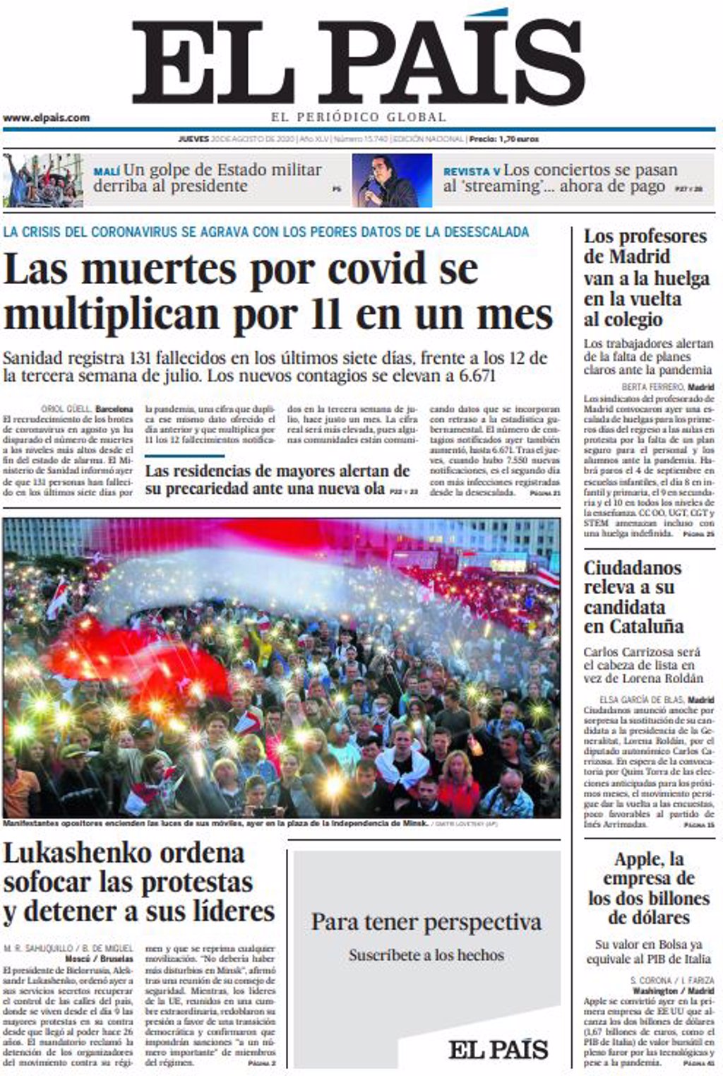 Las Portadas De Los Periódicos Del Jueves 20 De Agosto De 2020