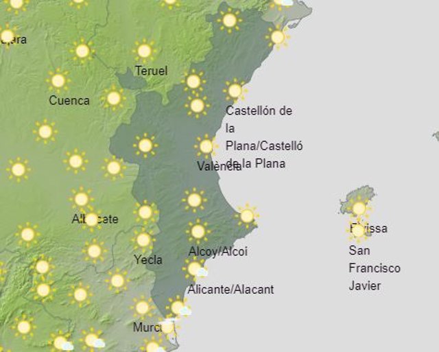 Mapa del tiempo en la Comunitat Valenciana