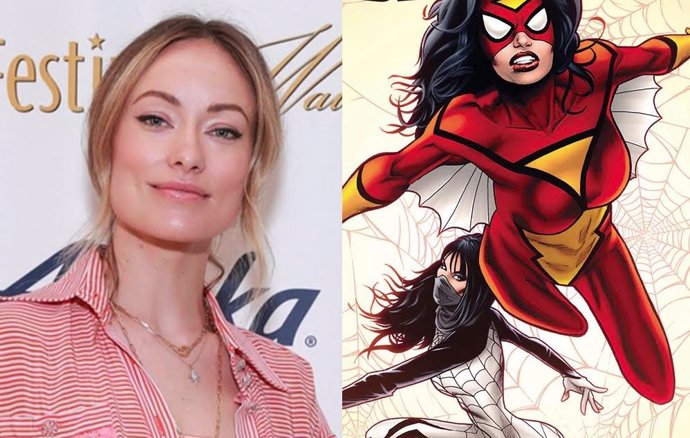 La actriz y directora Olivia Wilde junto a SPider-Woman de Marvel